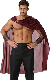 Men's Roman Gladiator Cape Spartan Warrior Soldier Cosplay Cloak for Adult Halloween Medieval Party Outfit