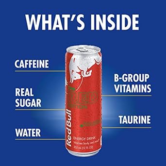 Red Bull Energy Drink, Watermelon | 114mg Caffeine | Contains Taurine & B Vitamins | 12 Fl Oz Cans | Pack of 12