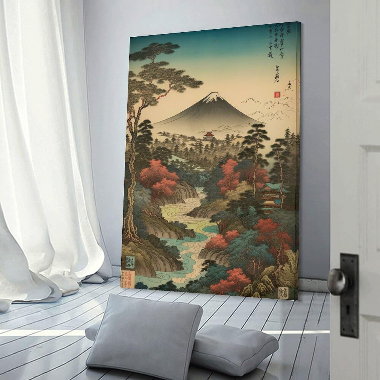 Junmoney Frame-The Foothills Of Fuji Canvas Wall Art The Foothills Of Fuji, 20X30inch(50X75cm), For Living Room, Bedroom, Office Or Hallway, Decorative Artwork With Broad Appeal