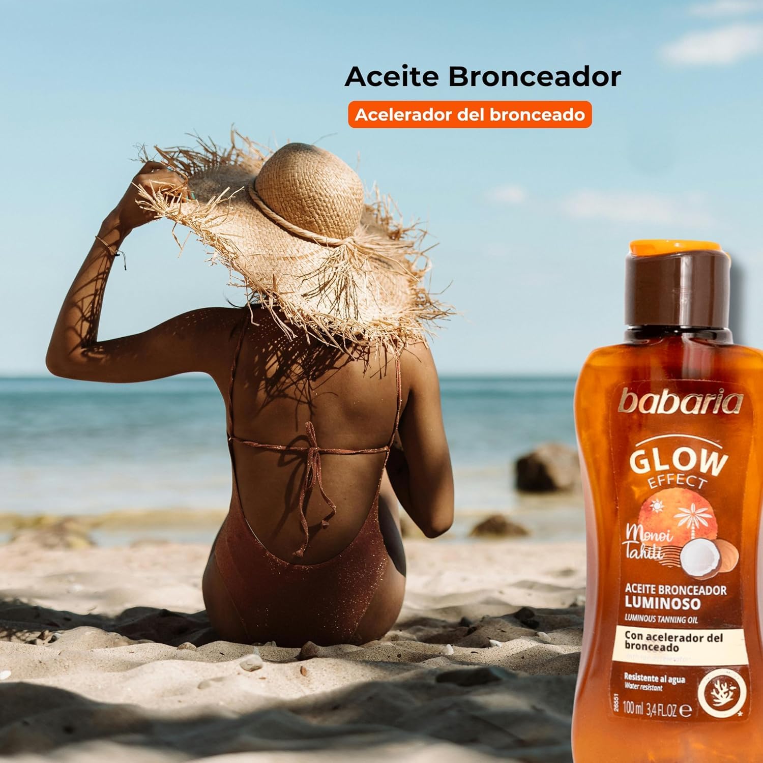 Babaria - Olio Luminoso Solare Formato Viaggio | Acceleratore Abbronzatura | Idratante e Nutritivo | Vegano | 100 ml