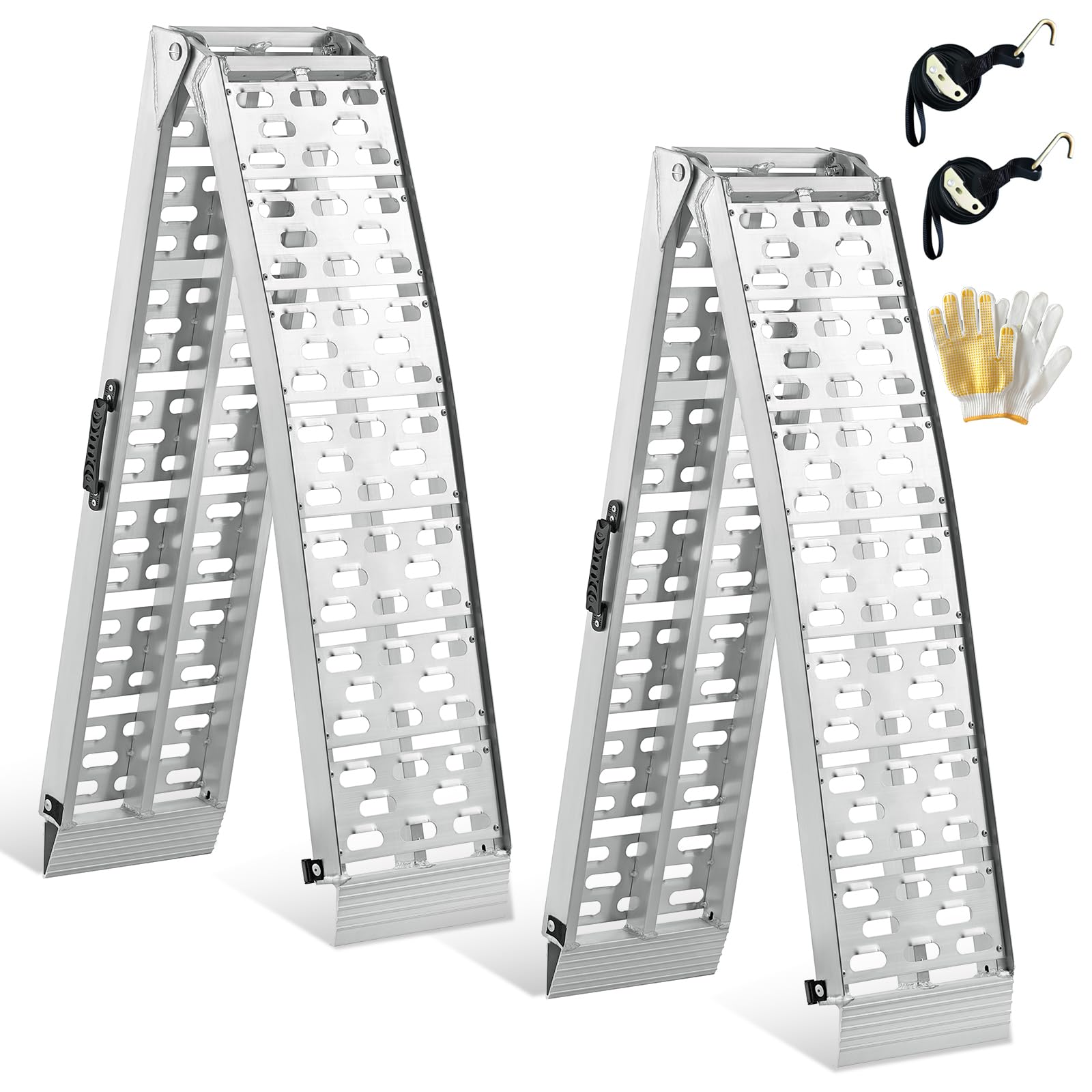 gardhom 2X Rampe Auto Klappbar 228x28x4.5cm Auffahrrampe PKW 680kg Alu Laderampe für Anhänger, Motorrad Fahrradrampe für Treppe
