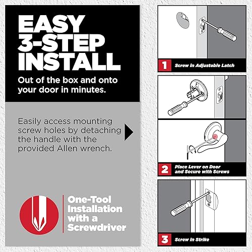Miniatura 4 de Kwikset Henley - Manija de puerta de privacidad interior con cerradura, manija de puerta para baño y dormitorio, cerradura reversible de níquel
