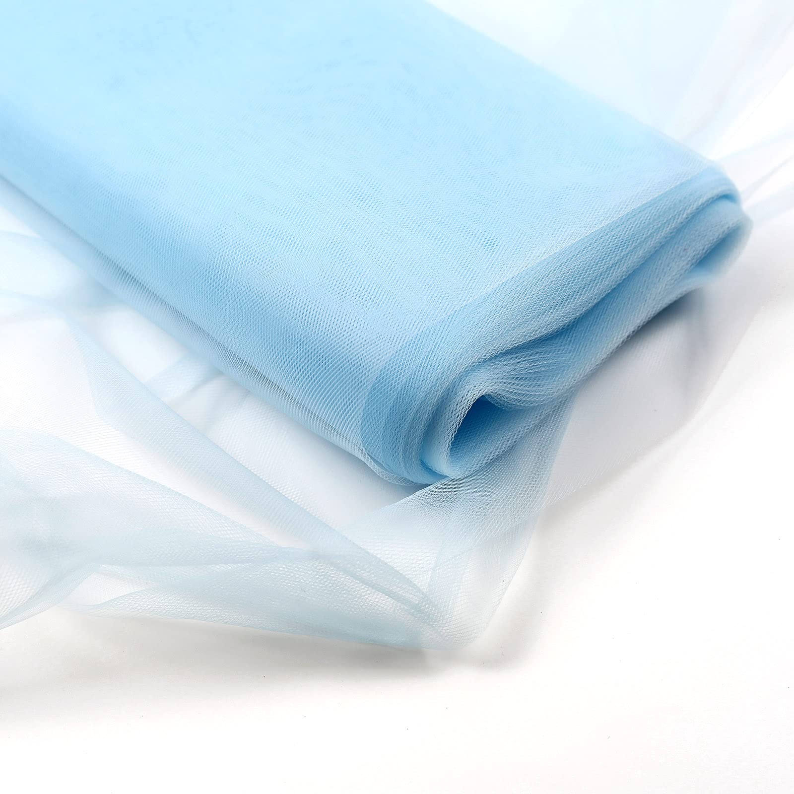 BIT.FLY 54" x 20 Yards Light Blue Tulle Fabric Rolls Bolt for Wedding Party Baby Shower Decor Tutu Spool Tulle Ribbon Wraping
