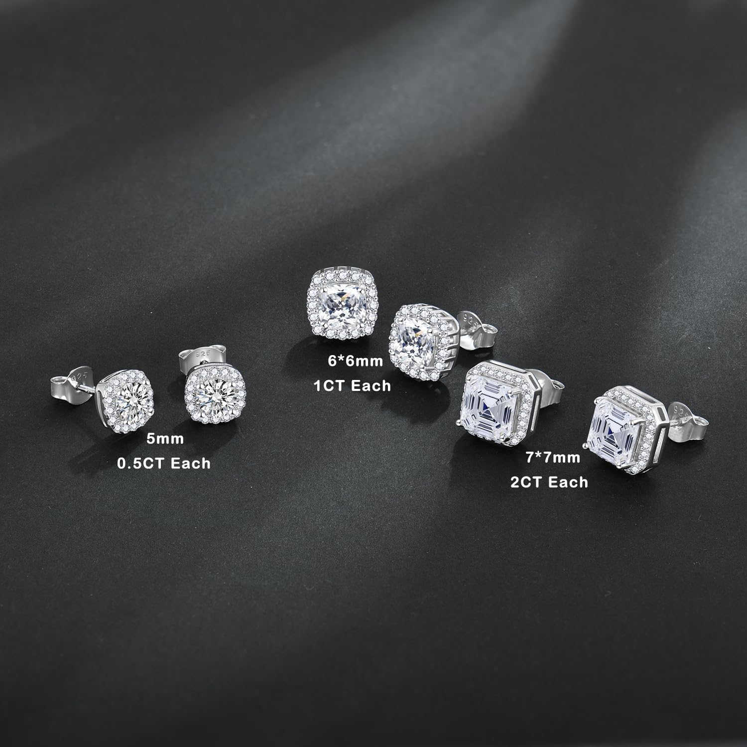 Moissanite Stud Earrings D Color VVSI Lab Created Moissanite 925 Sterling Silver Halo Earrings Jewelry Gift for Women Men - Image 6