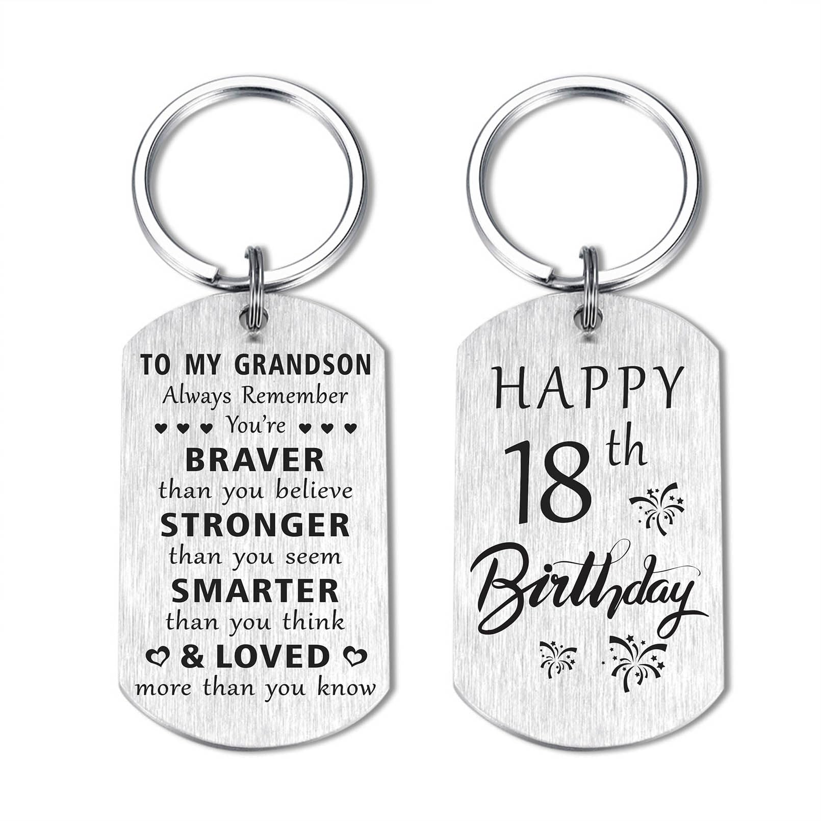 LGQDYMZ Grandson Birthday Gifts from Grandma Grandpa - Grandson Birthday Inspirational Keychain Gifts