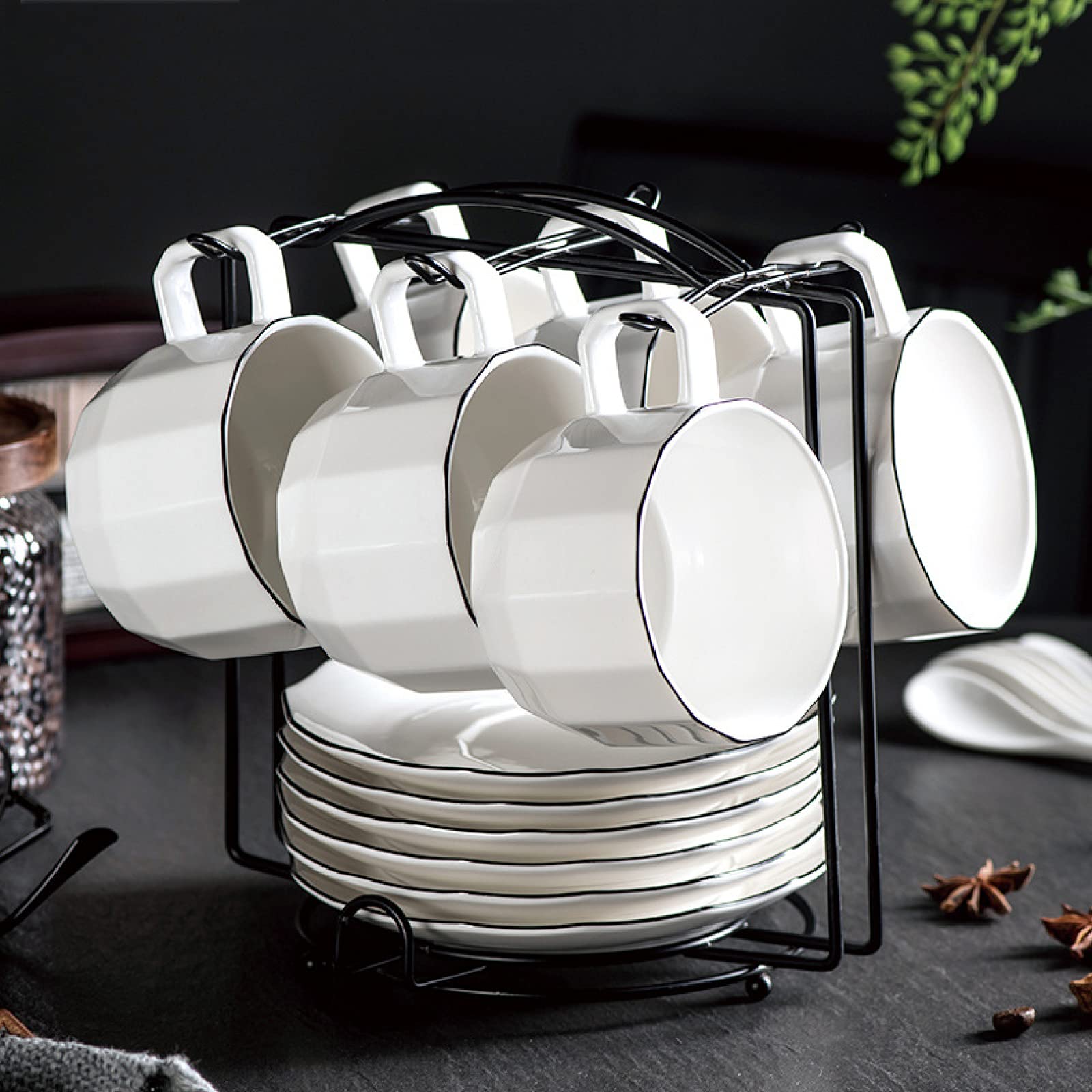 Porcelanowy Zestaw Filiżanek Do Kawy I Spodków Filiżanki Do Herbaty Ceramiczne Kwiatowe Herbata Kawa S Zestaw 6 Do Domu I Biura