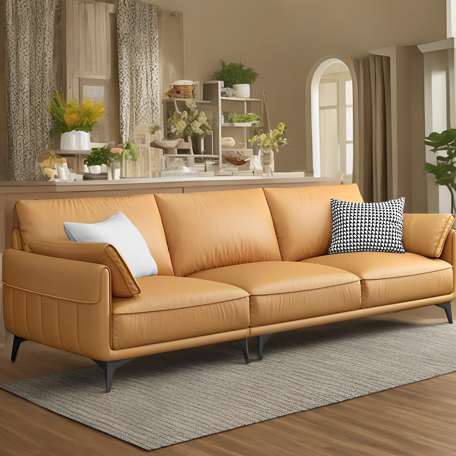 Aurelina Seater Sofa Set for Living Room (Tan) Premium Fabric Sofa-image-9