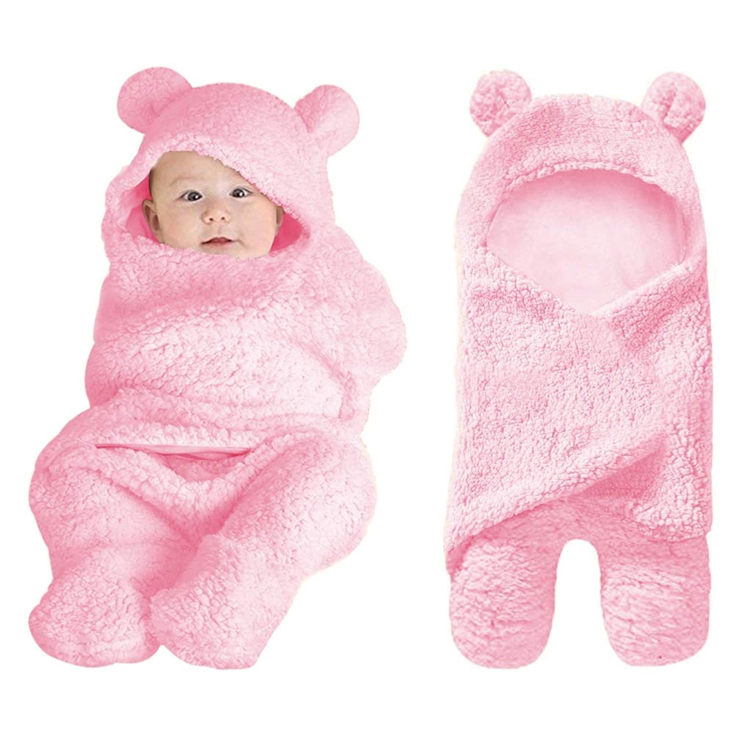 XMWEALTHY Cute Baby Items Newborn Plush Nursery Swaddle Blankets Soft Infant Girls Clothes Pink