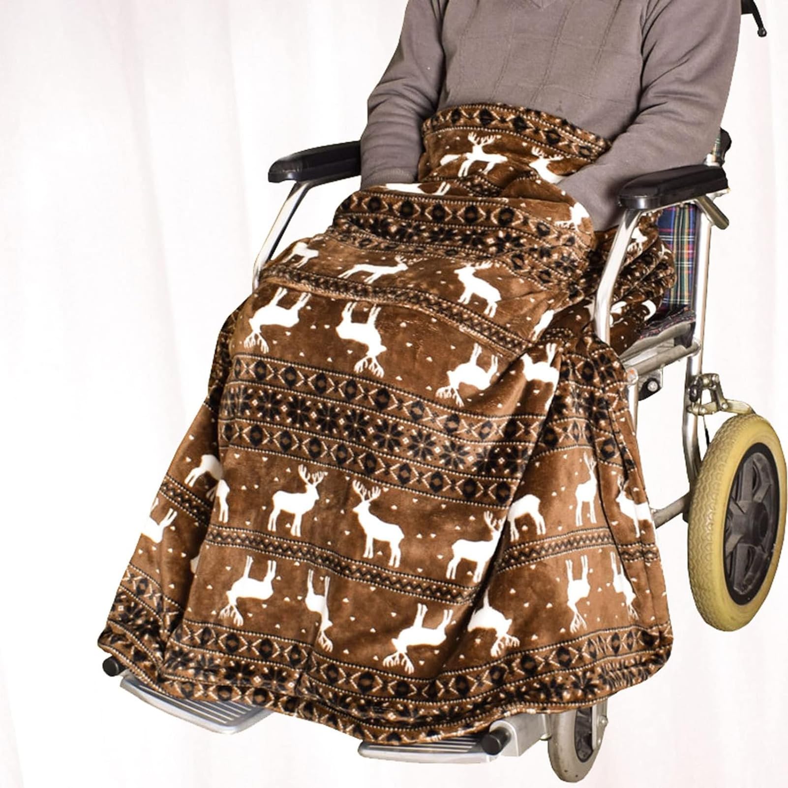 Manta Más Cálida para Silla De Ruedas, Manta Gruesa con Bolsillo, Funda para Silla De Ruedas para Personas Mayores, Fundas Cálidas Y Acogedoras para Piernas Y Parte Inferior del Cuerpo