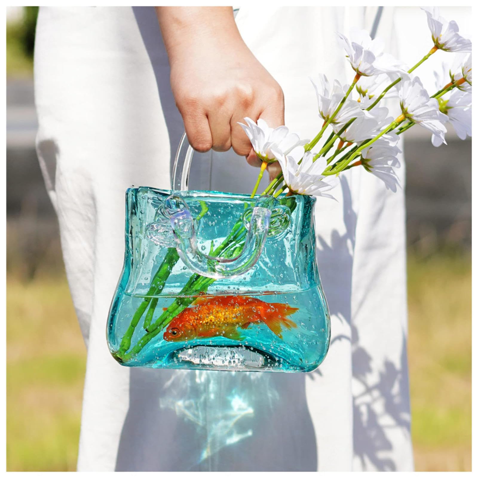 Amazon.co.jp: フラワーバッグ花瓶, 手吹きガラスのバッグ花瓶