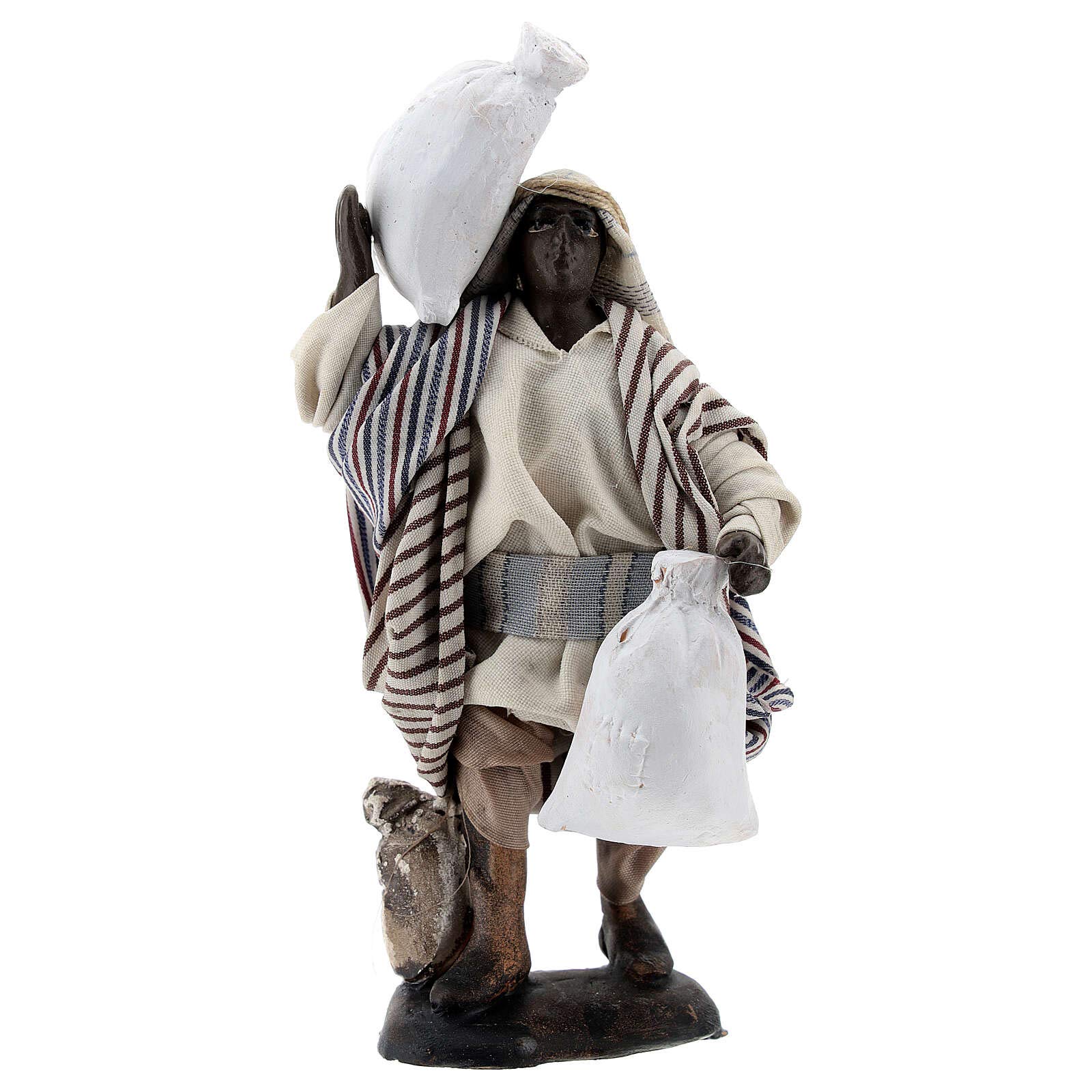 Holyart Presepe Napoletano: Mulatto con sacco statua terracotta presepe napoletano 12 cm