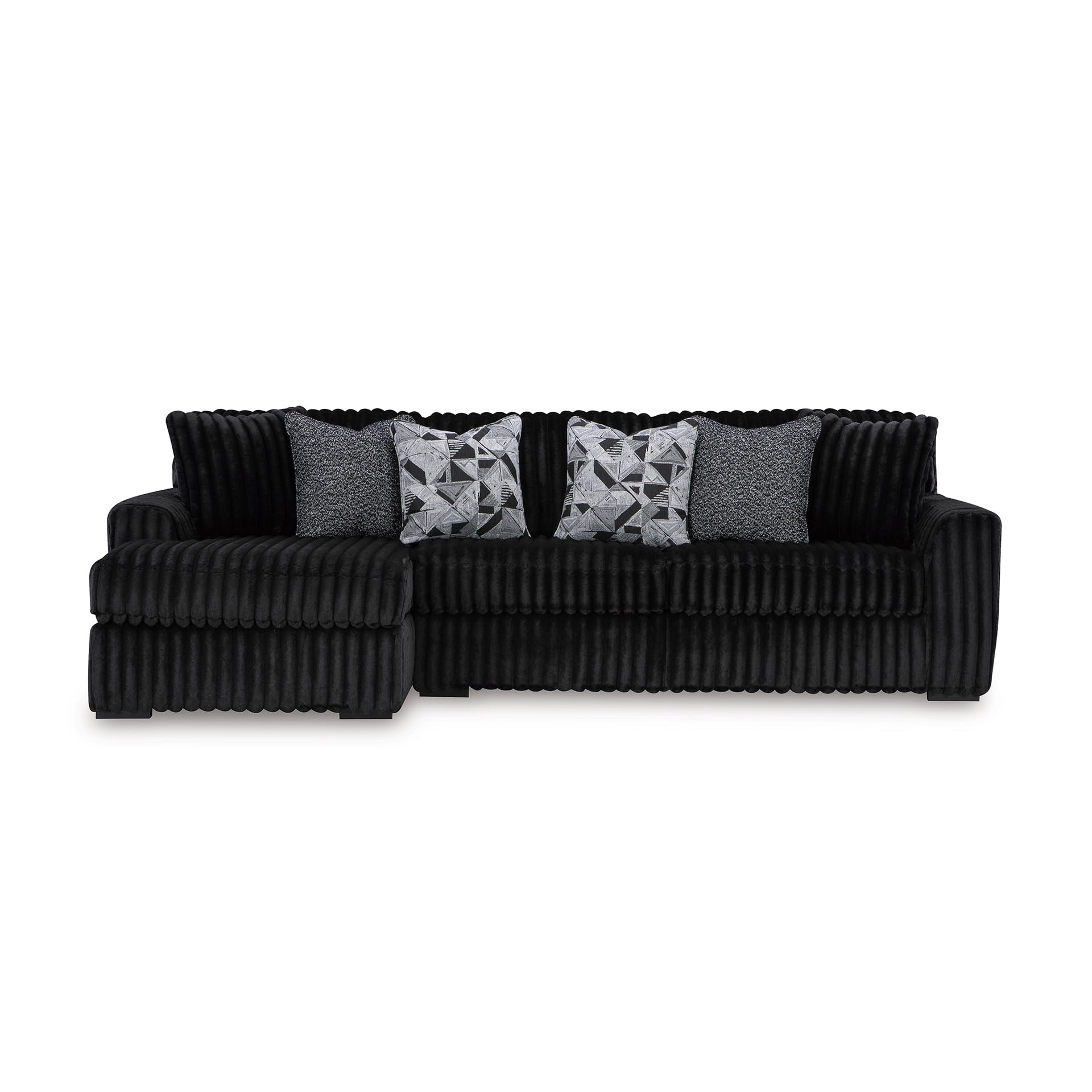 Signature Design by Ashley Midnight-Madness 2-Piece Sectional Sofa with Chaise Faux Wood Finish Accent Legs Fabric Upholstery 120