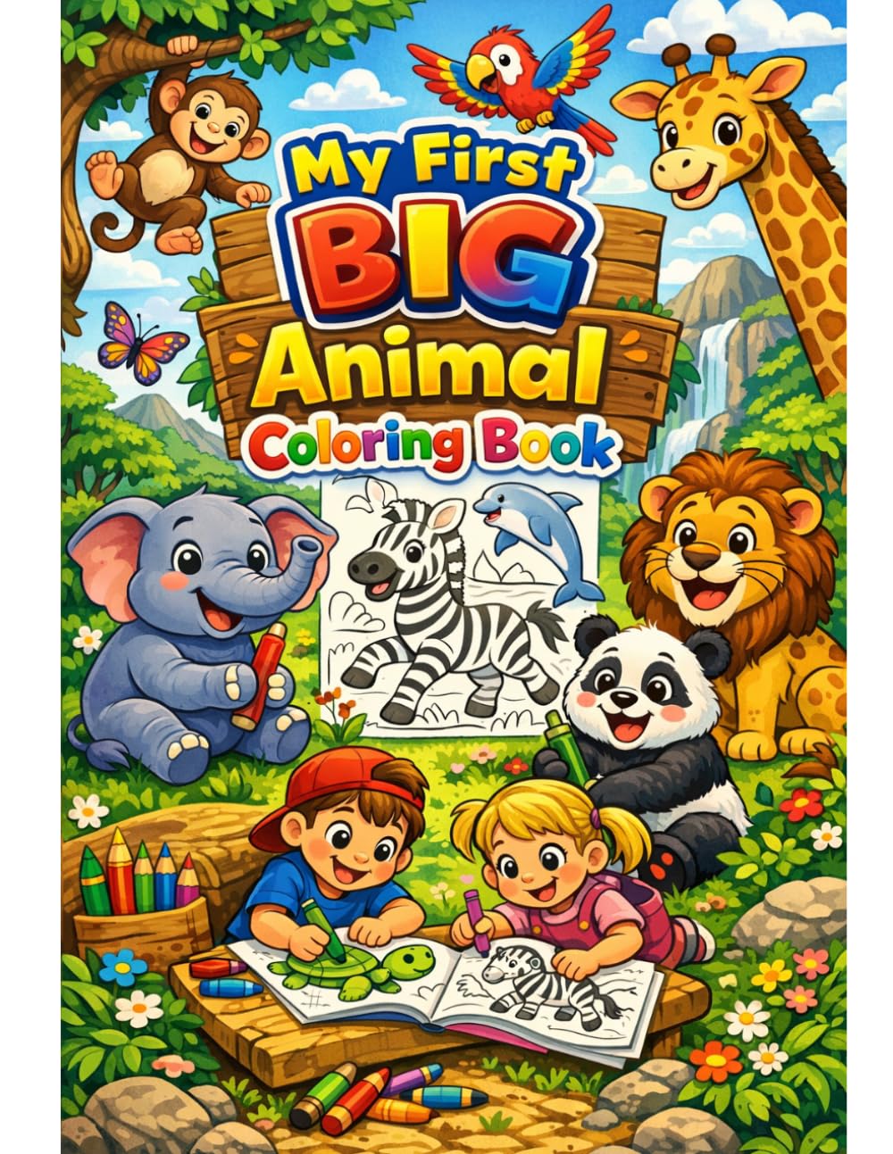 My First Big Animal Coloring Book: Easy & Fun Drawings of Forest Animals, Birds, & More for Toddlers.