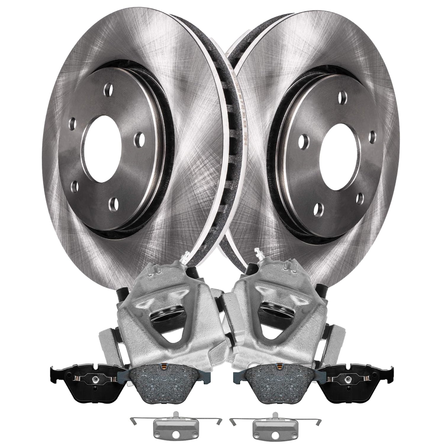 Detroit Axle - Front Disc Brake Rotors Ceramic Pads Calipers w/Bracket
