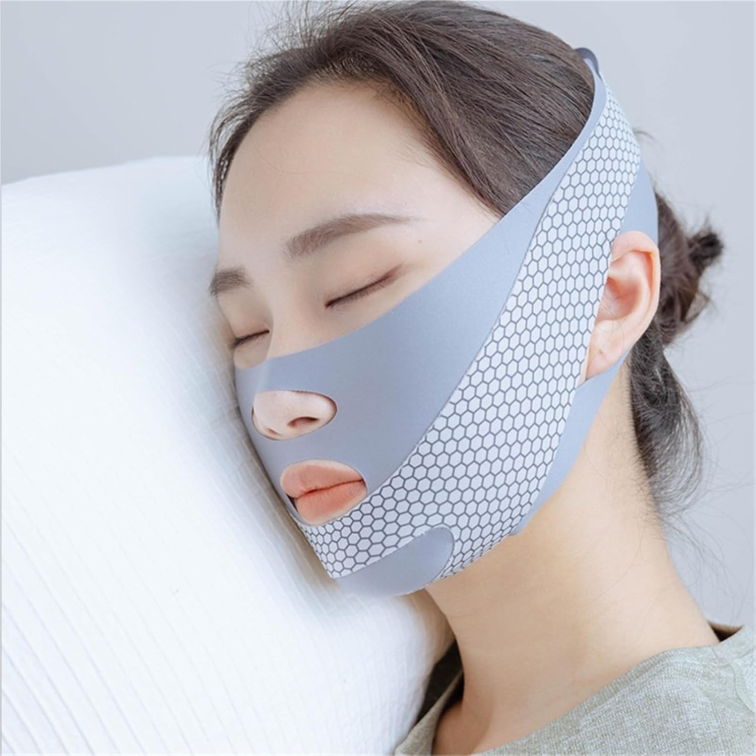 Sleep Lift V-Shape Facial Contouring Double Chin Reduction Face-Slimming Headband(Grey)