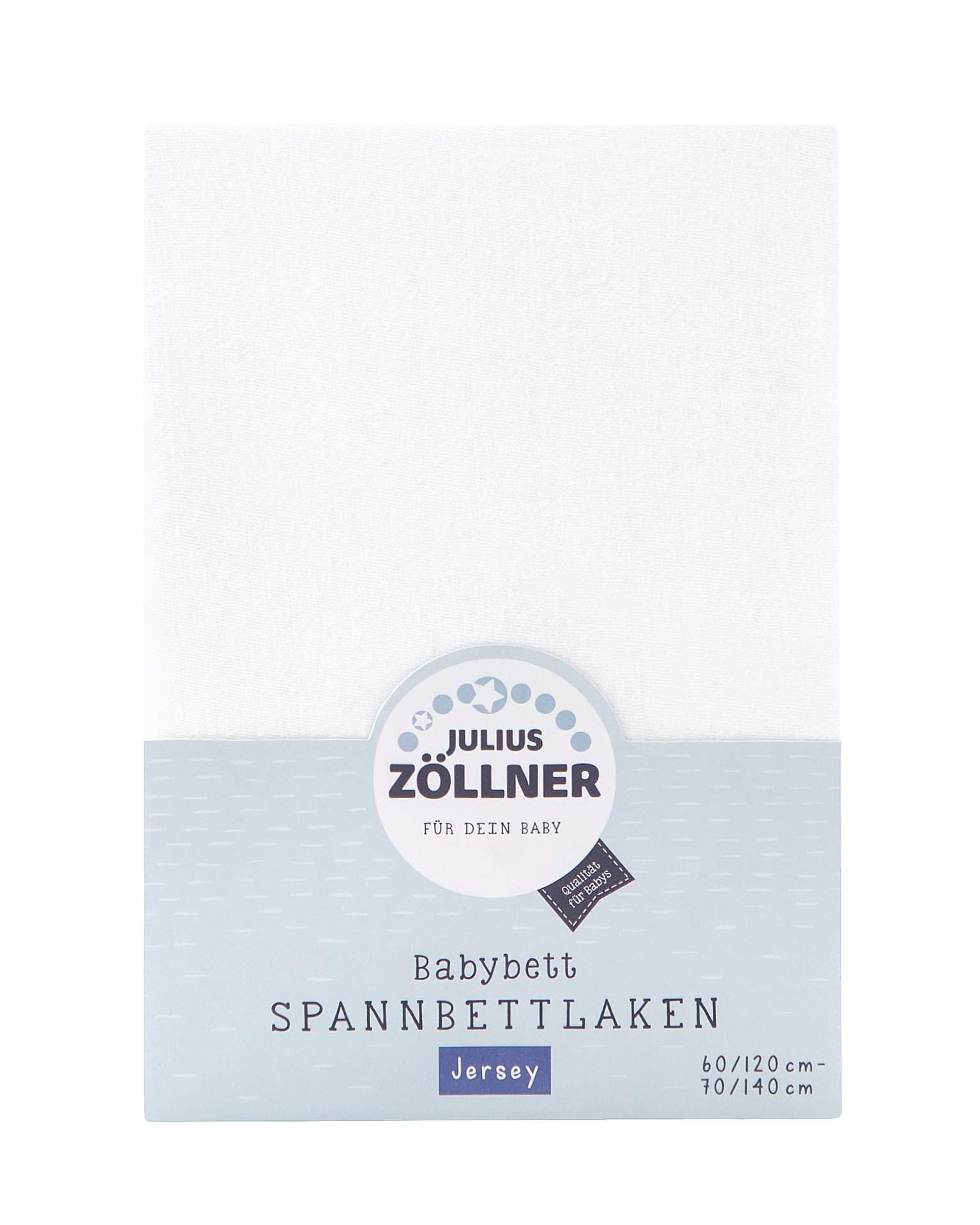 Julius Zöllner 8320113100, Fitted Jersey Sheet for Children's Beds, Size: 60 x 120 cm/ 70 x 140 cm, Colour: White
