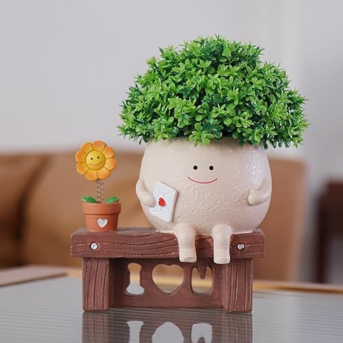 Miniatura 6 de NINIPAPA Divertidas macetas de cara bonita, maceta sonriente, maceta de girasol para plantas de interior, macetas únicas para suculentas de cactus,
