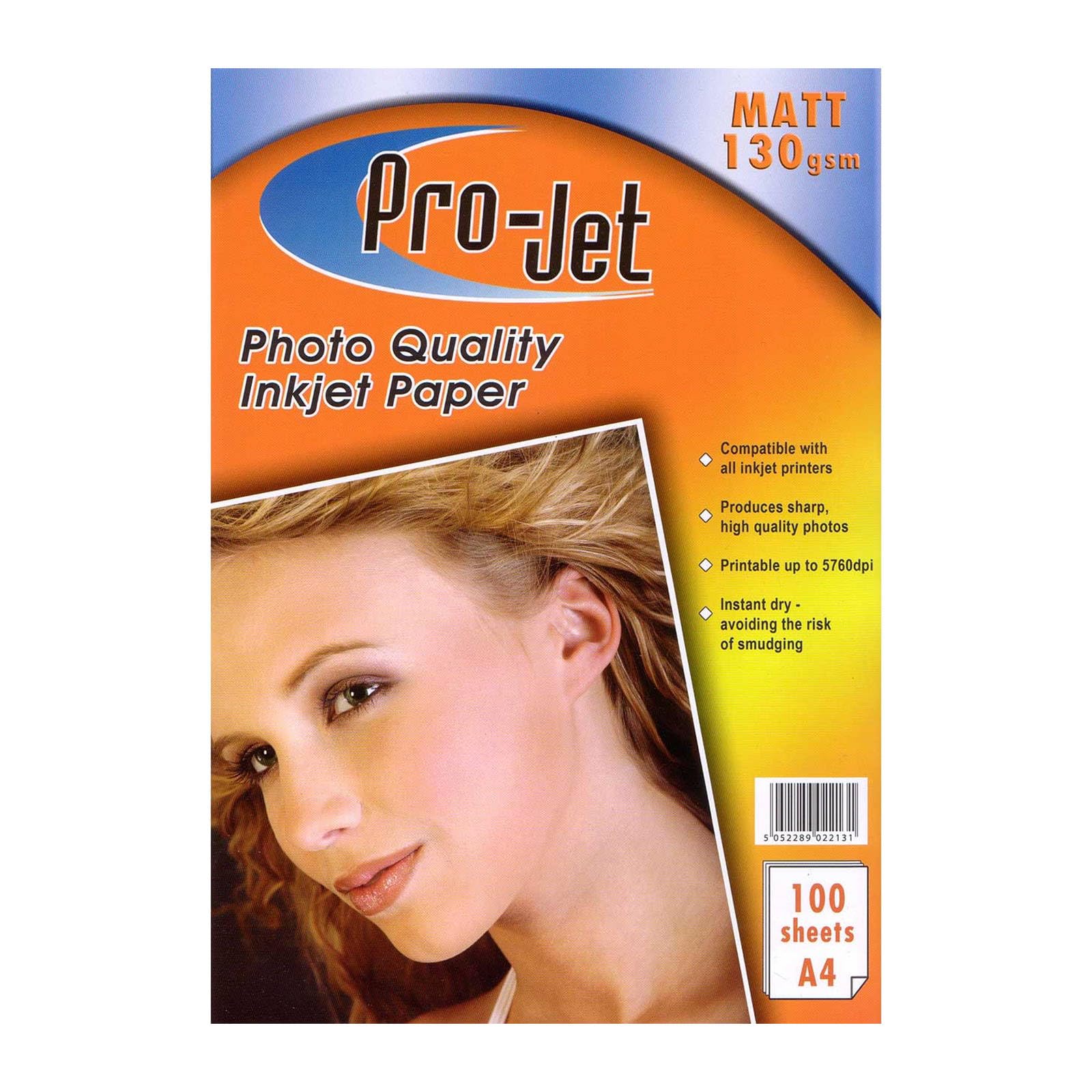Projet A4 matt 130 GSM inkjet paper single sided pack of 100 sheets photo quality inkjet paper Printer matte paper 130gsm