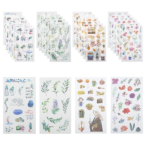 Firtink 288 Pcs Scrapbook Stickers - Inspirational & Motivational, Washi Flower, Plant & Animal Stickers, Cute Waterproof Decals for Planner, Album, Laptop, Computer & Water Bottle