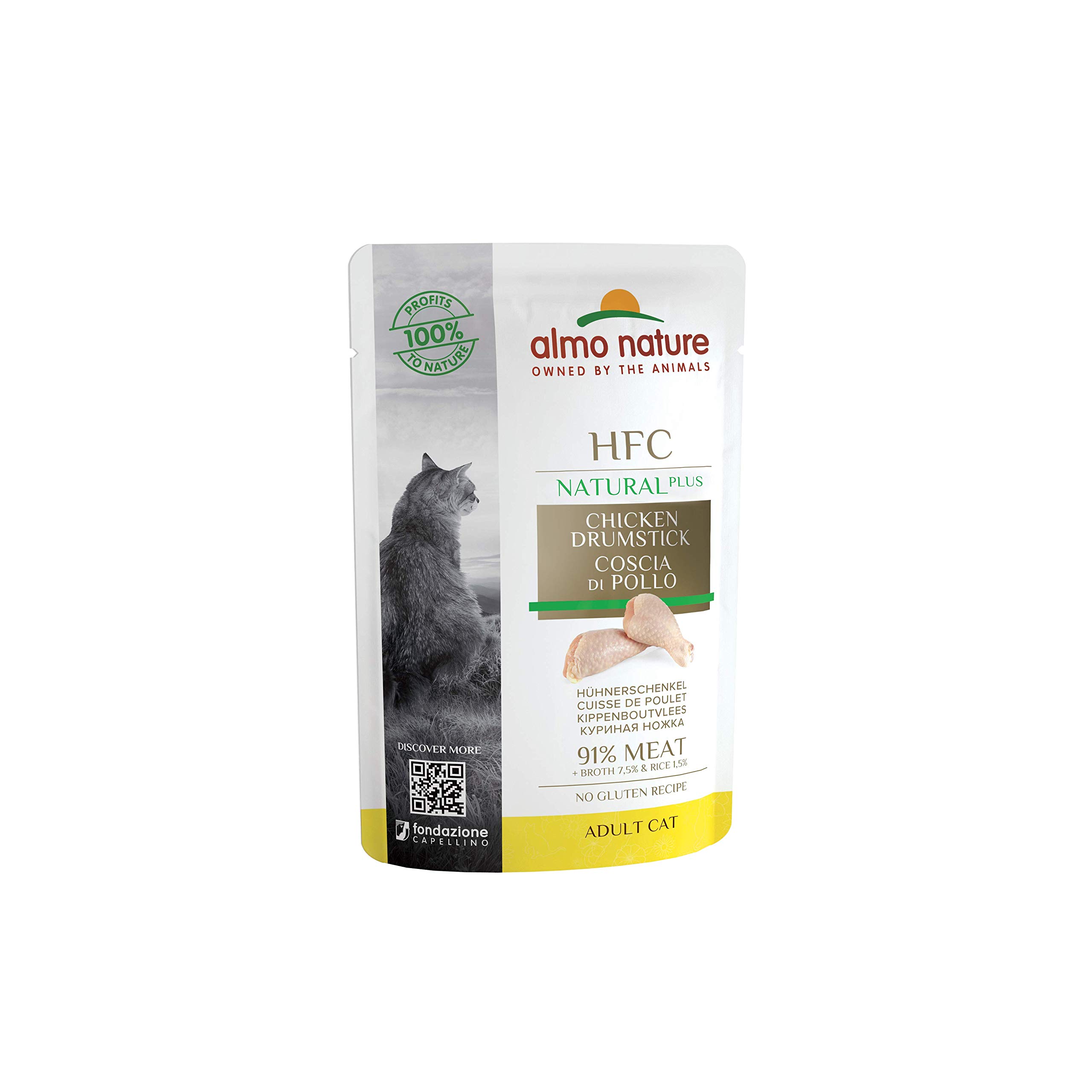 Almo Nature - HFC Natural Plus- Filet de Thon Skip Jack – Nourriture Humide pour Chat Adulte: 24 sachets fraîcheur de 55g