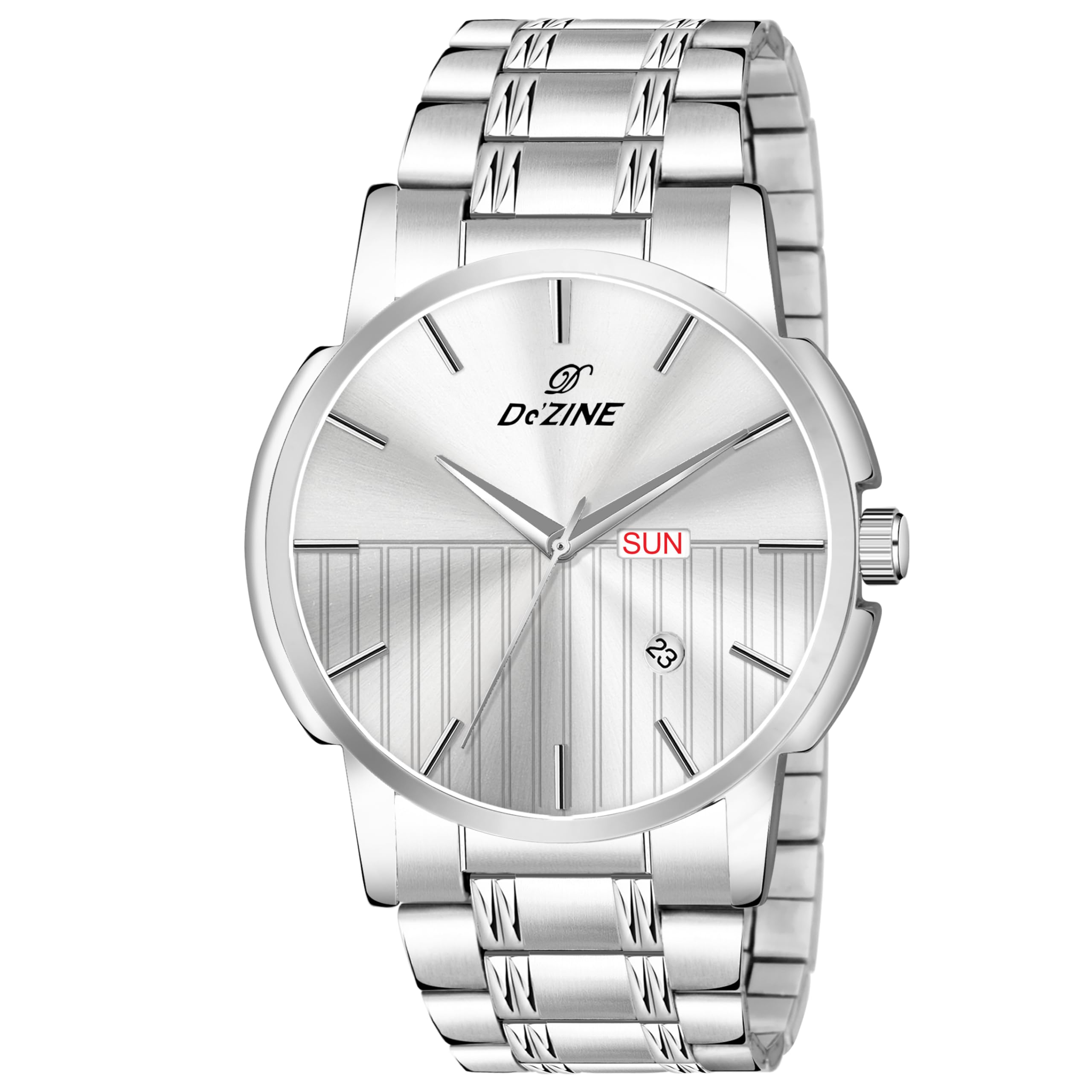 Dezine Stainless Steel Wrist Watch, Green Dial, Day and Date Display (Silver) (B0DG8ZHYFV) Amazon Price History, Amazon Price Tracker