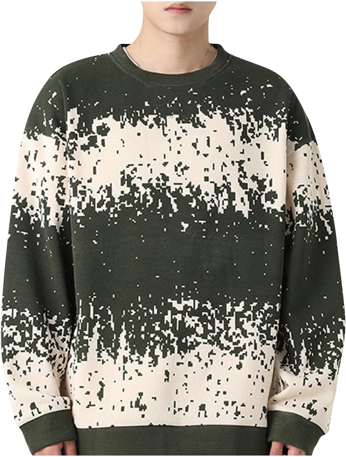 Men Sweater Crew Neck Long Sleeve Sweaters Casual Pullover Sweater Cable Knit Pullover Plus Size Warm Winter Outwear