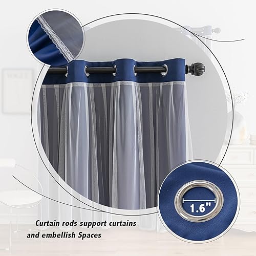 Miniatura 3 de Anytime Cortinas opacas y transparentes para ventana, par de paneles de cortinas lisas con ojales en la parte superior, 52 pulgadas de ancho x 84