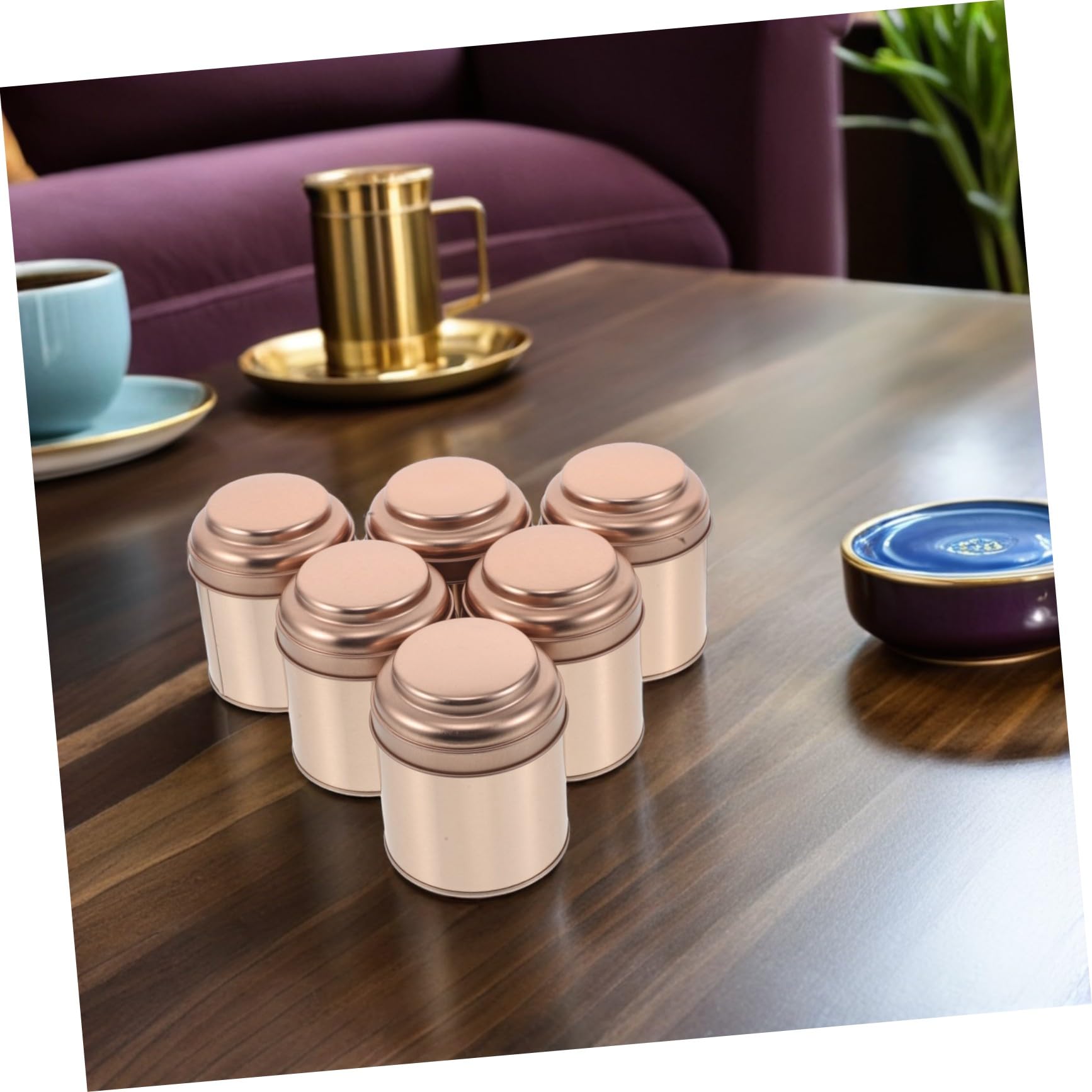 6piezas Latas de Té Selladas Redondas Contenedor de Hojalata para Té y Especias Caja de Almacenamiento de Sueltas para Cocina