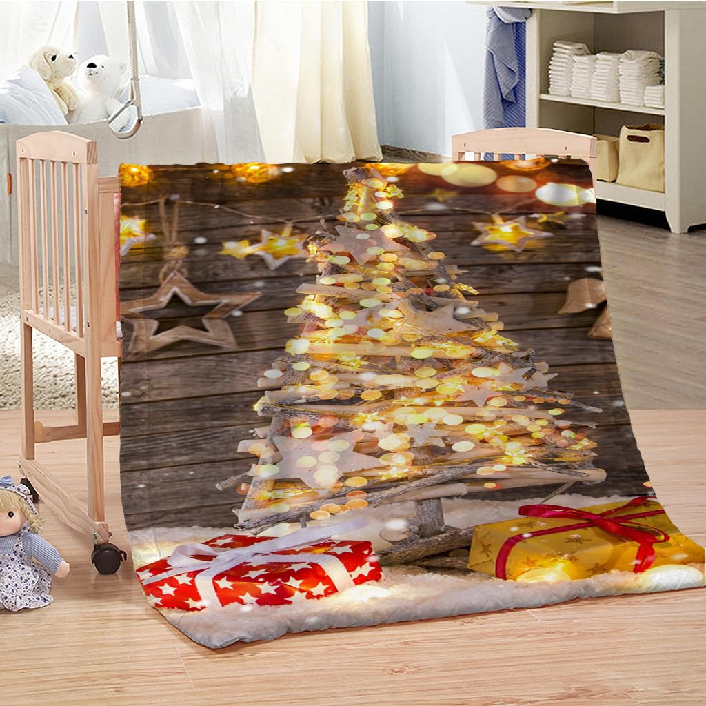 Coperta Di Flanella Letto Matrimoniale Invernale 180X200Cm Coperta Pile In Microfibra Morbida Pelosa Calda Copriletto Per Divano/Bambini Camere Da Letto, Decorazione Delle Luci Di Natale Motivo