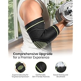 Rakiie Elbow Compression Sleeve 2 Pack, High Elastic Elbow Brace for Tendonitis and Tennis Elbow for Women & Men, Elbow Sleeve for Tennis, Golfer, Badminton, Weightlifting, Green M