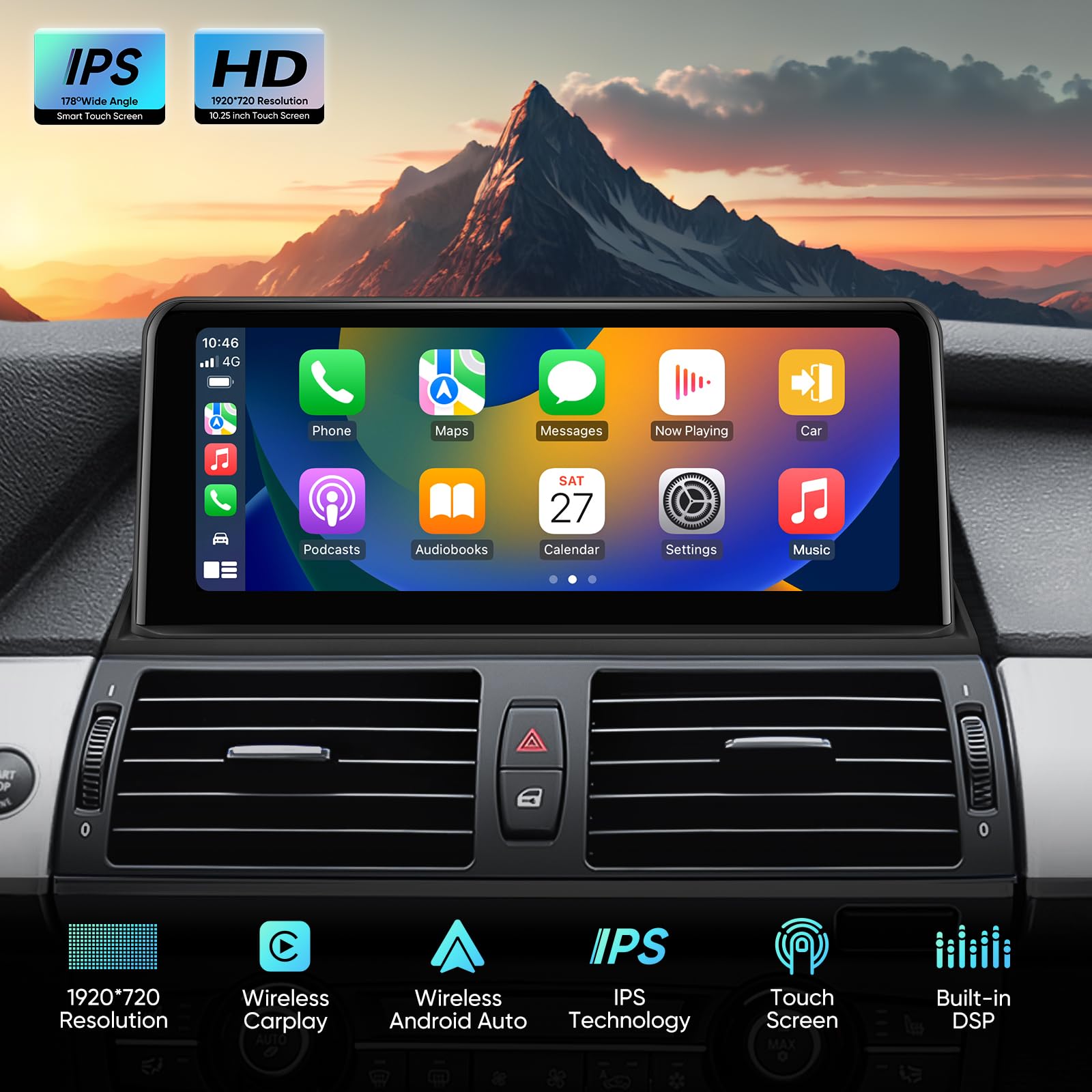 10.25-Inch Car Stereo for BMW X5 X6 E70 E71(2007-2010) with CCC System, Wireless CarPlay Android Auto Upgrade Factory Radio Bluetooth WiFi Touch Screen (CCC-10.25