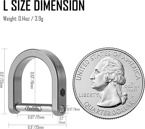 Miniatura 5 de KeyUnity KA17 Titanium D Ring Key Shackle, U Shape Key Ring Horseshoe Clasp for Car Fob, DIY Leather Key Organizer Keychain