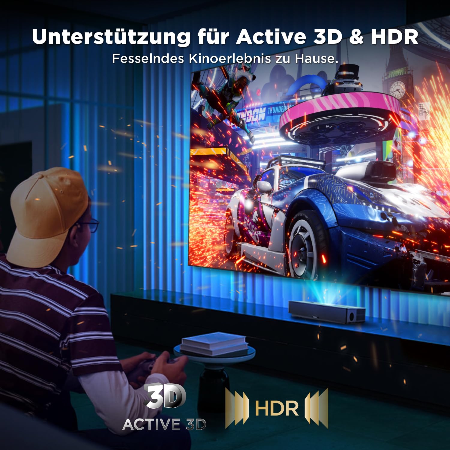 Beamer Leinwand, 100 Zoll ALR CLR, 4K Ultra HD Laser TV Bildschirm, Wandmontage, Umgebungslicht abweisend, Wandbefestigung Projector Screen für Ultrakurzdistanzprojektor Heimkino