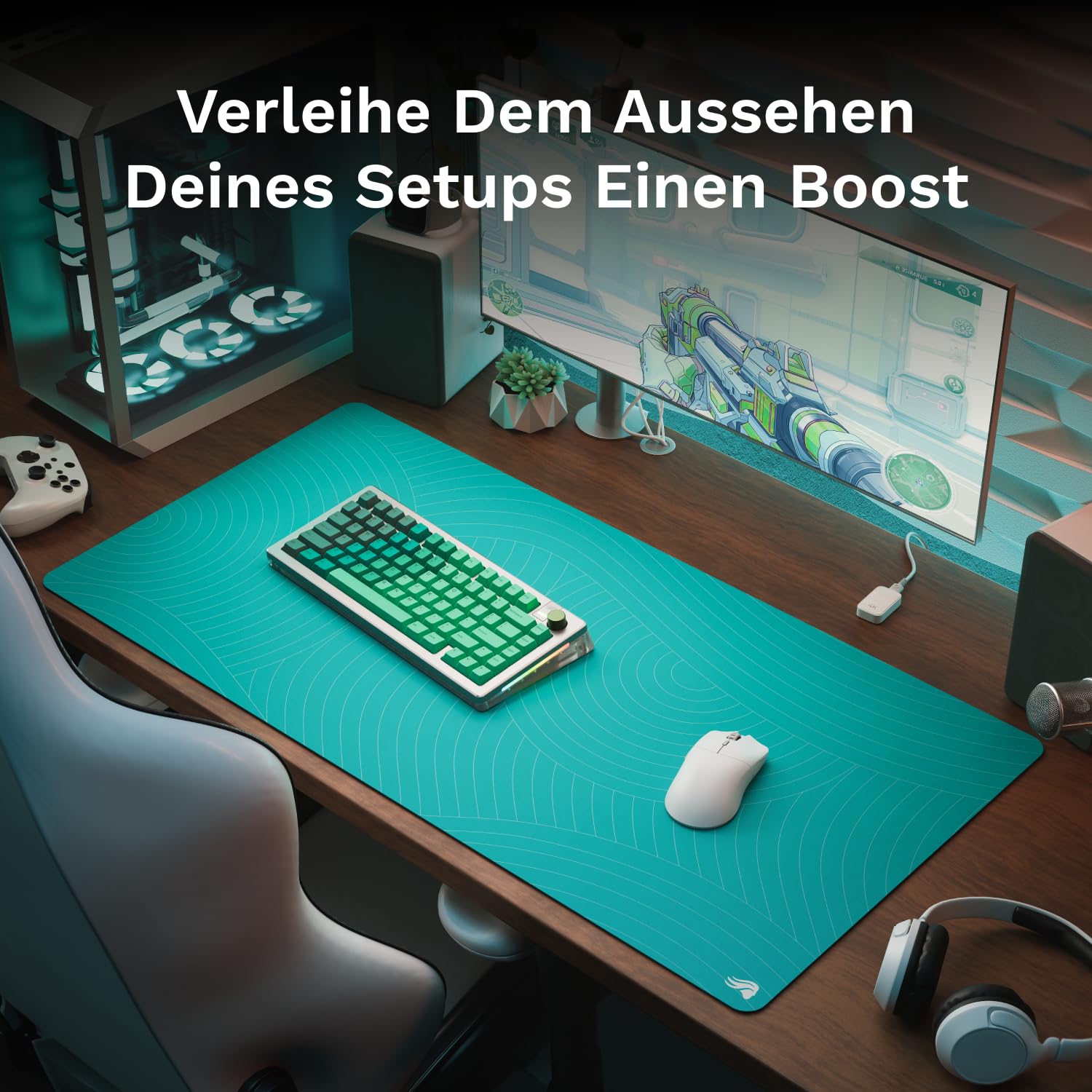 GLORIOUS GMP 2 Stoff Gaming Mauspad (XXL) Spritzwasserfest 915x460mm Grün | Mikrofaseroberfläche für Speed & Kontrolle, Flache Nähte gegen Ausfransen, Rutschfeste Unterseite, Maschinenwaschbar