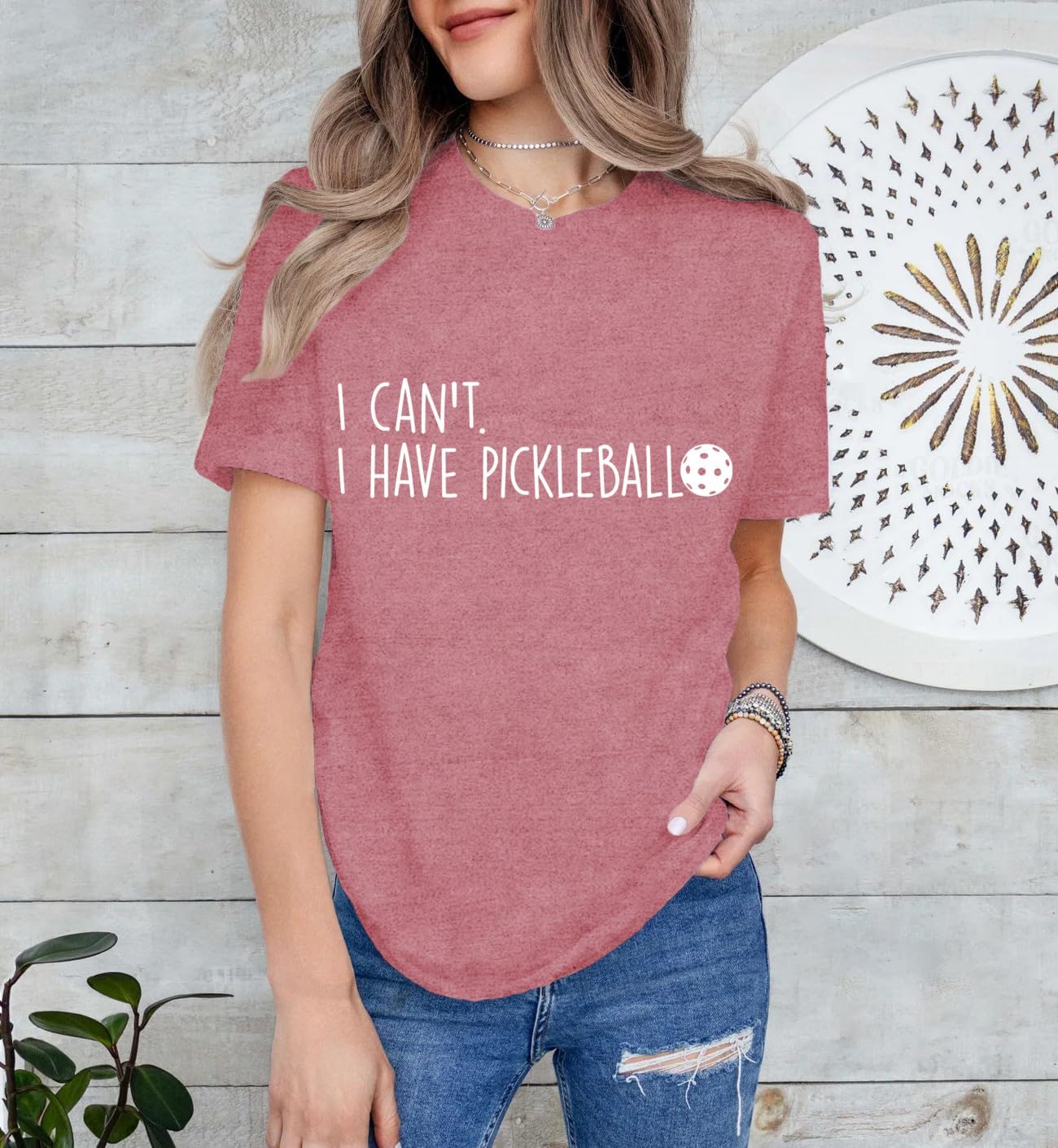 Women Pickleball Shirt I Can't I Have Pickleball Shirt Paddleball Lover Tee Tops - Image 2