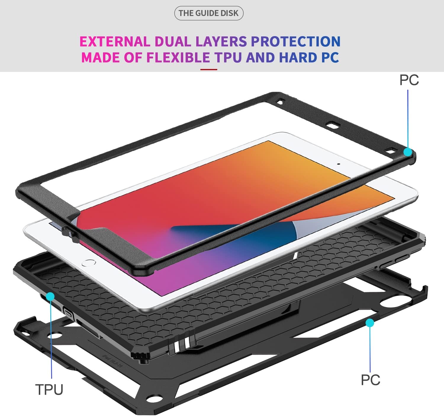 LeYi iPad 9th/ 8th/ 7th Generation Case for Kids Boys, iPad 10.2 Case with Stand, Military-Grade Heavy Duty Shockproof Protective Case for iPad 10.2 Inch 9th/ 8th/ 7th Gen (2021/2020/2019), Black