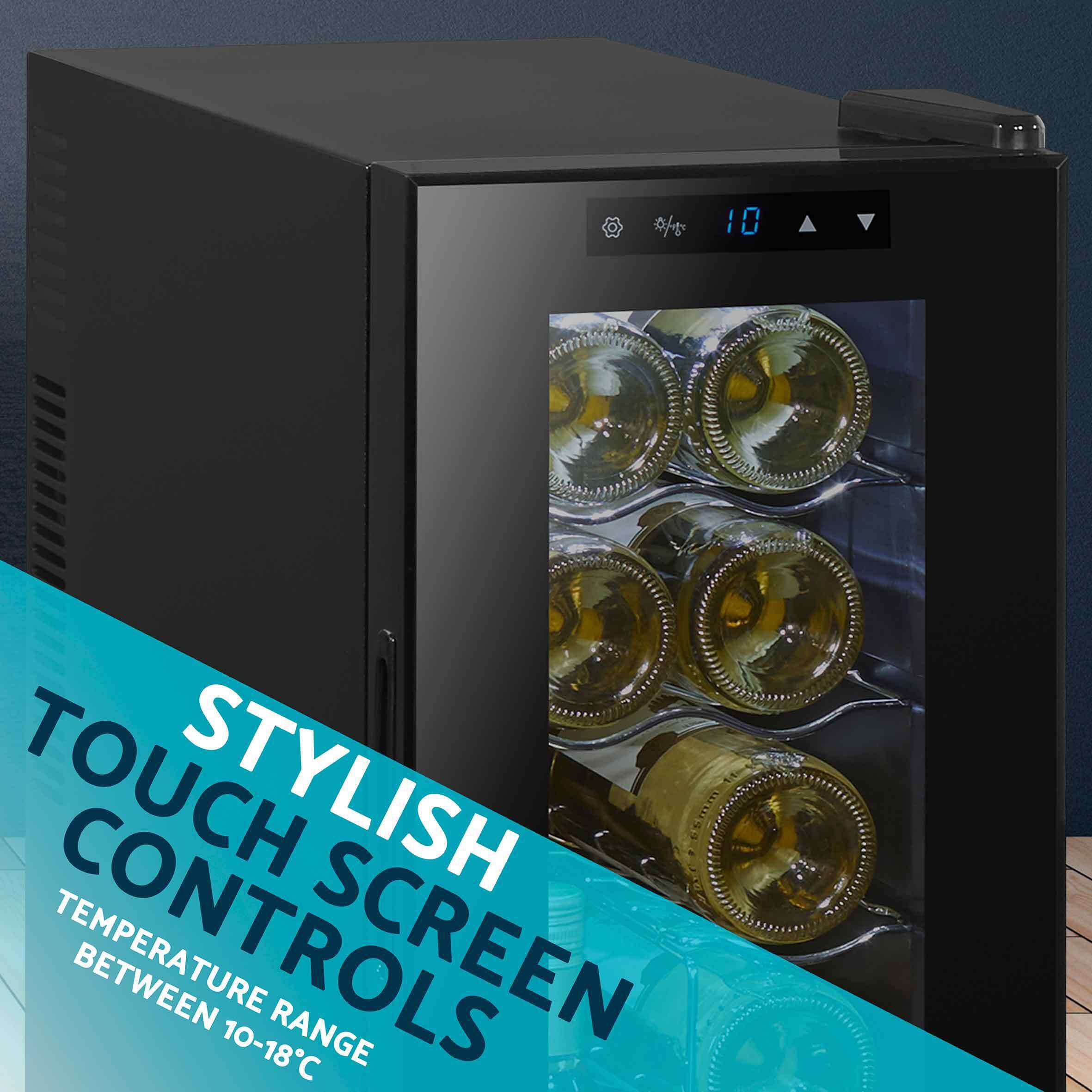 Baridi 12 Bottle Wine Cooler with Digital Touch Screen Controls & LED