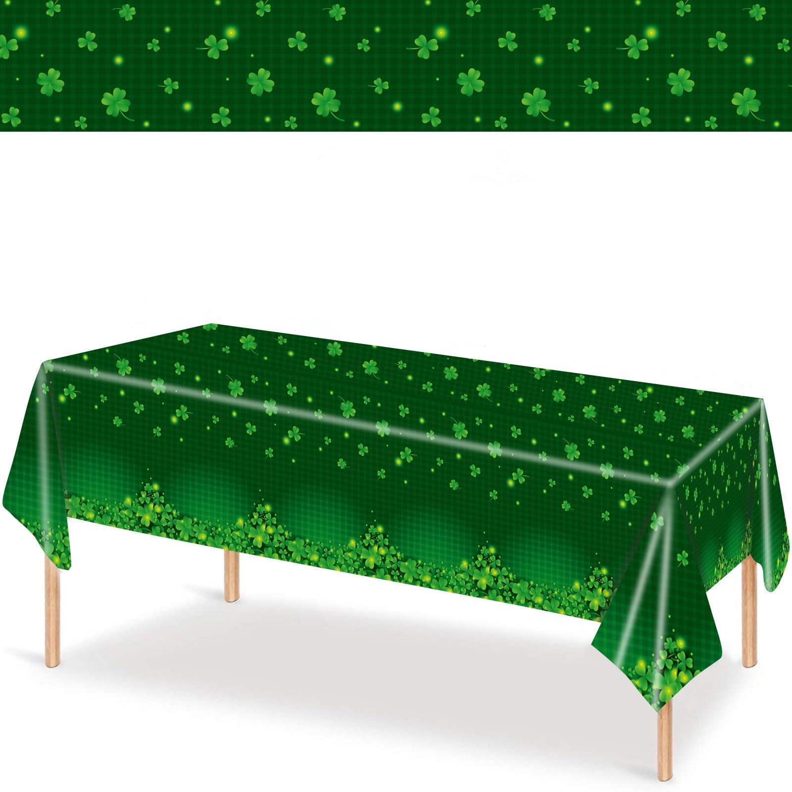 JANEMOSt. Patrick's Day Tablecloth,PE Disposable Shamrock Table Cover, St. Patrick's Day Decor,Anniversaries, Birthday Party Supplies(54x108 Inch)