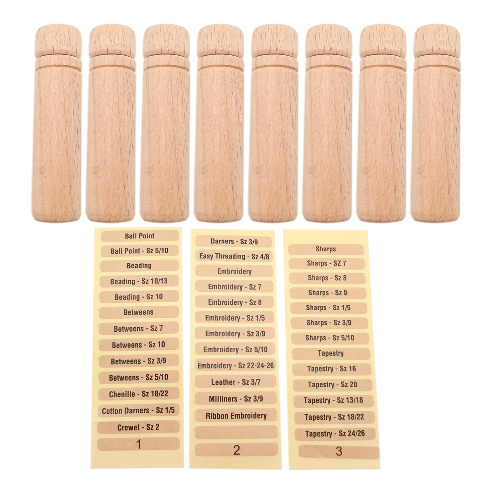 YWLUUOO 8PCS Needle Storage for Case with Labels Wood for Tubes Needlework Tools Sewing Pins Contain Holder Tube Organizer