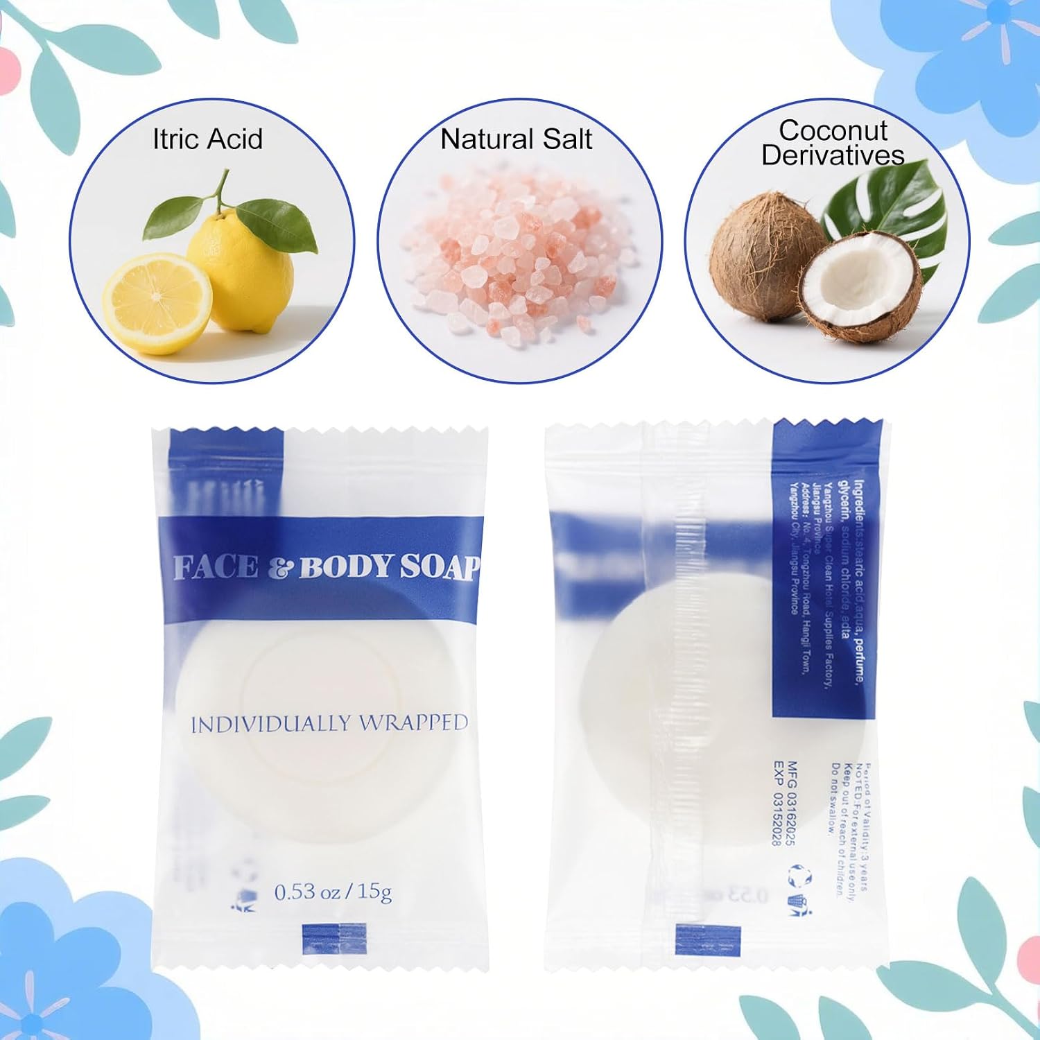 Travel Size Bar Soap in Bulk, Individually Wrapped Disposable Mini Soap for Hand Face & Body Mini Toiletries Amenities Kit Hotel, Shelter/Homeless/Nursing Home/Charity/Motel/Guest 0.53 oz (120 Pack)