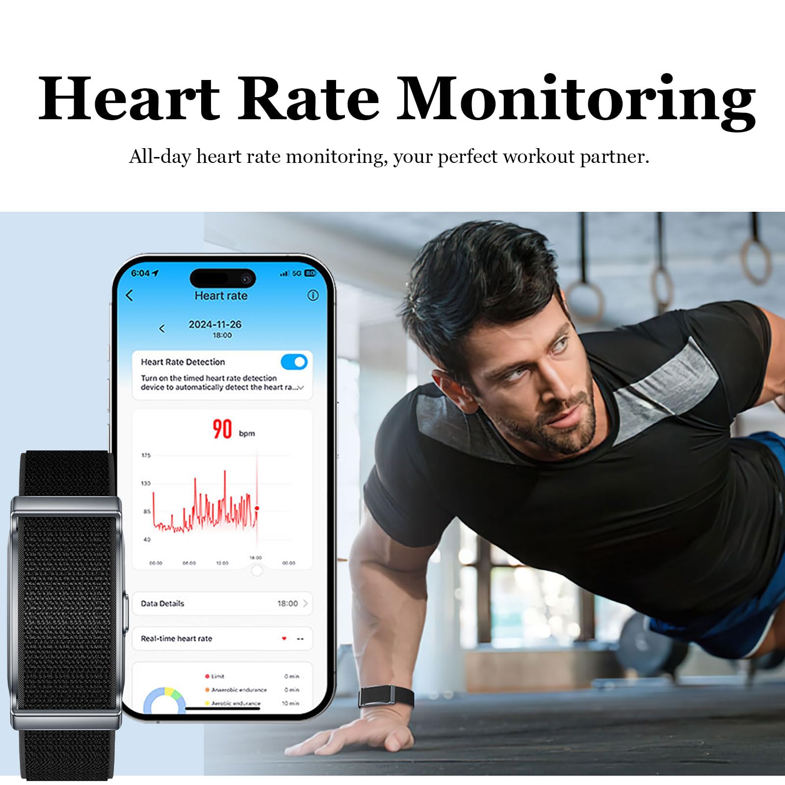 findtime Aktivitätstracker Fitness Armband ohne Display Schrittzähler Schlafmonitor Herzfrequenzmesser Kalorie Distanz-Tracking Multisport Modi IP68 Wasserdicht Leicht 2 Armbänder Schwarz