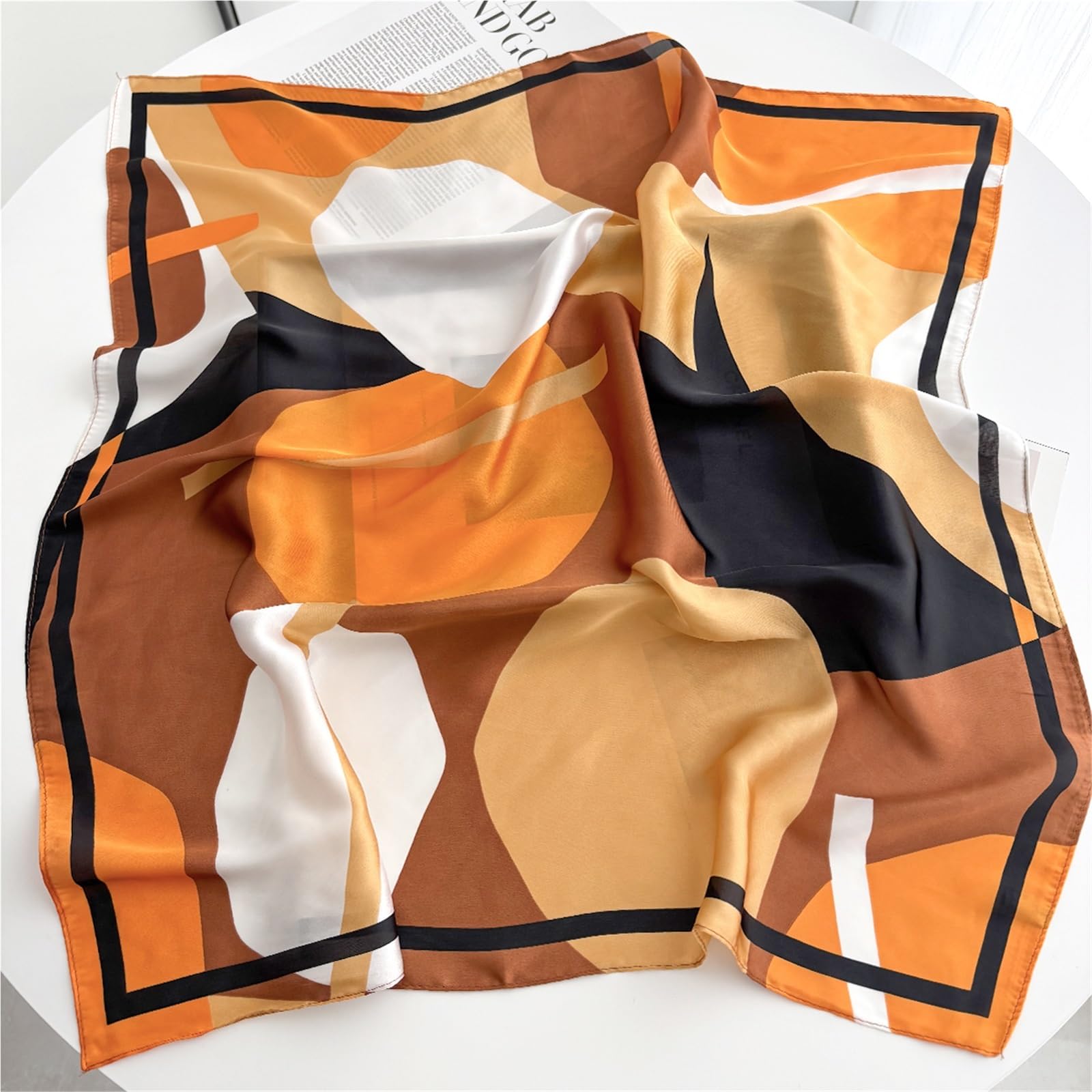 Bufanda de Seda for Mujer, Bufanda con Estampado artístico for Mujer, Ligera, Resistente al Viento, Suave satén, pañuelos Cuadrados for el Cuello, Bandas for el Cabello for Mujer
