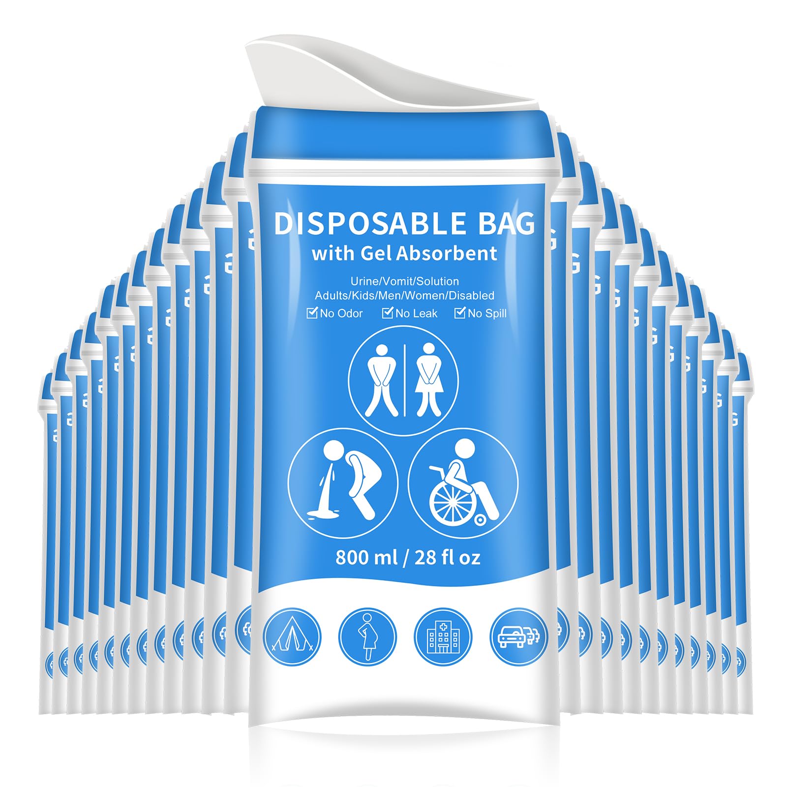 PEAKINGTECH Urinal Bags Gel Disposable for Travel: Pee Vomit Portable Emergency Toilet in Camping - Women Men
