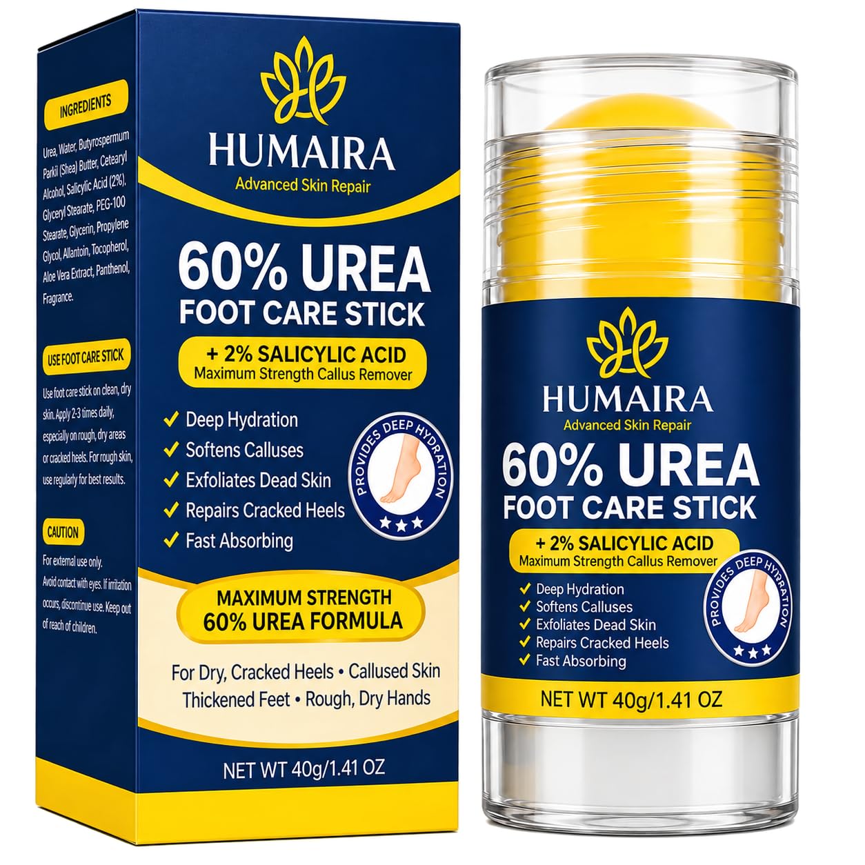 HUMAIRA 60% Urea Foot Care Stick with 2% Salicylic Acid, 40g