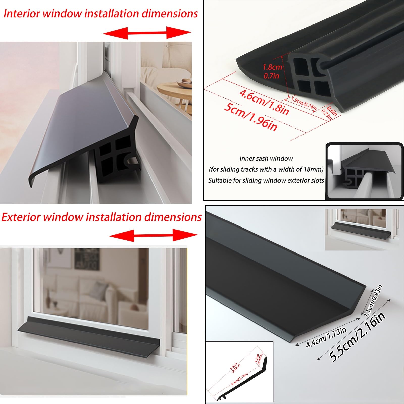 Burlete para Ventanas, Junta de Goma autoadhesiva Flexible para Puertas y Ventanas, Kit Deflector de Lluvia y sellador contra Corrientes de Aire, Tapa antigoteo eficaz para Bloquear Fugas de