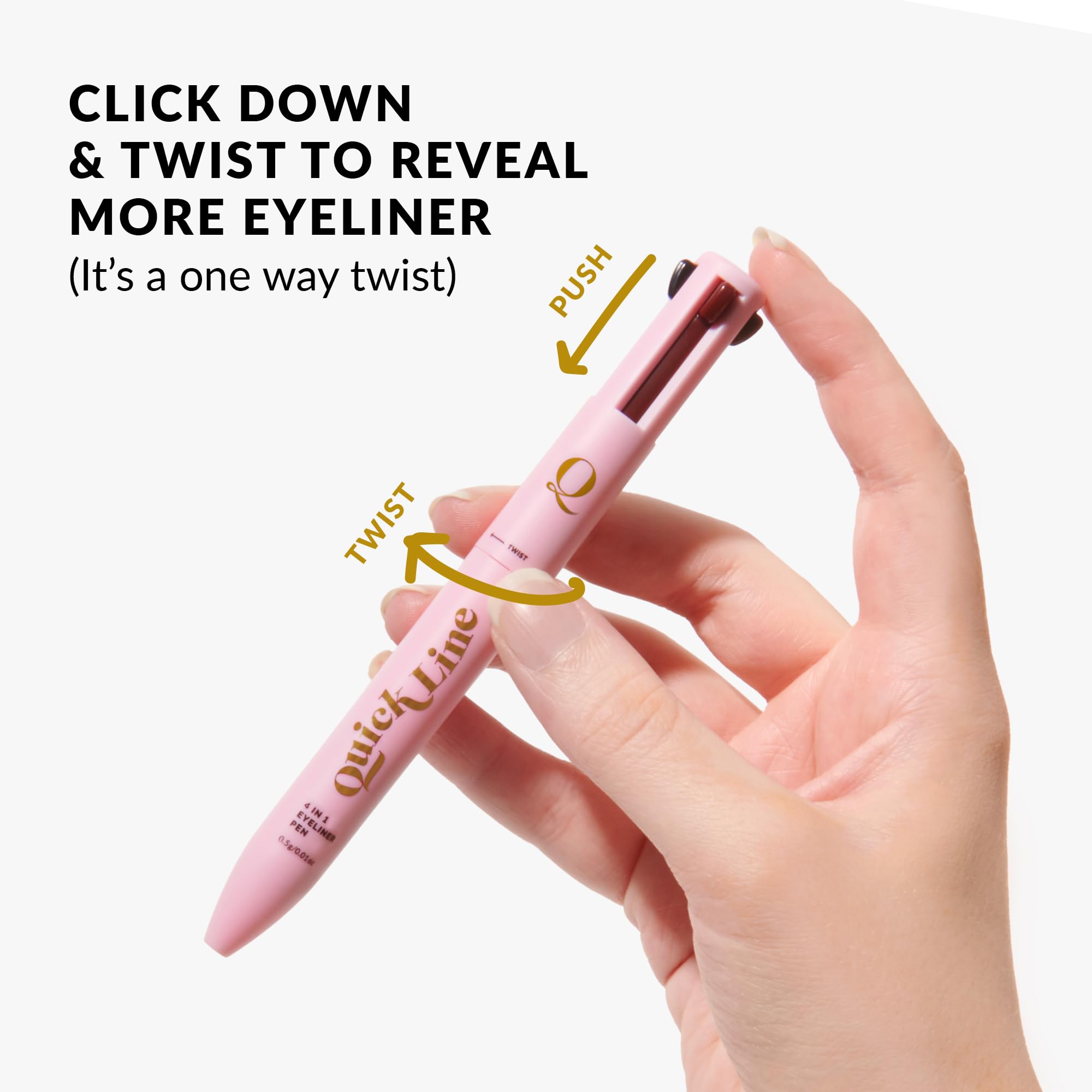 The Quick Flick 4-in-1 Makeup Eyeliner Pen – Black, Brown, Burgundy & Gold Shades – Smudge-Proof, Vegan, Blendable – Long Lasting Eyeliner for Bold & Subtle Looks (fit colors 4 in 1 makeup pen)