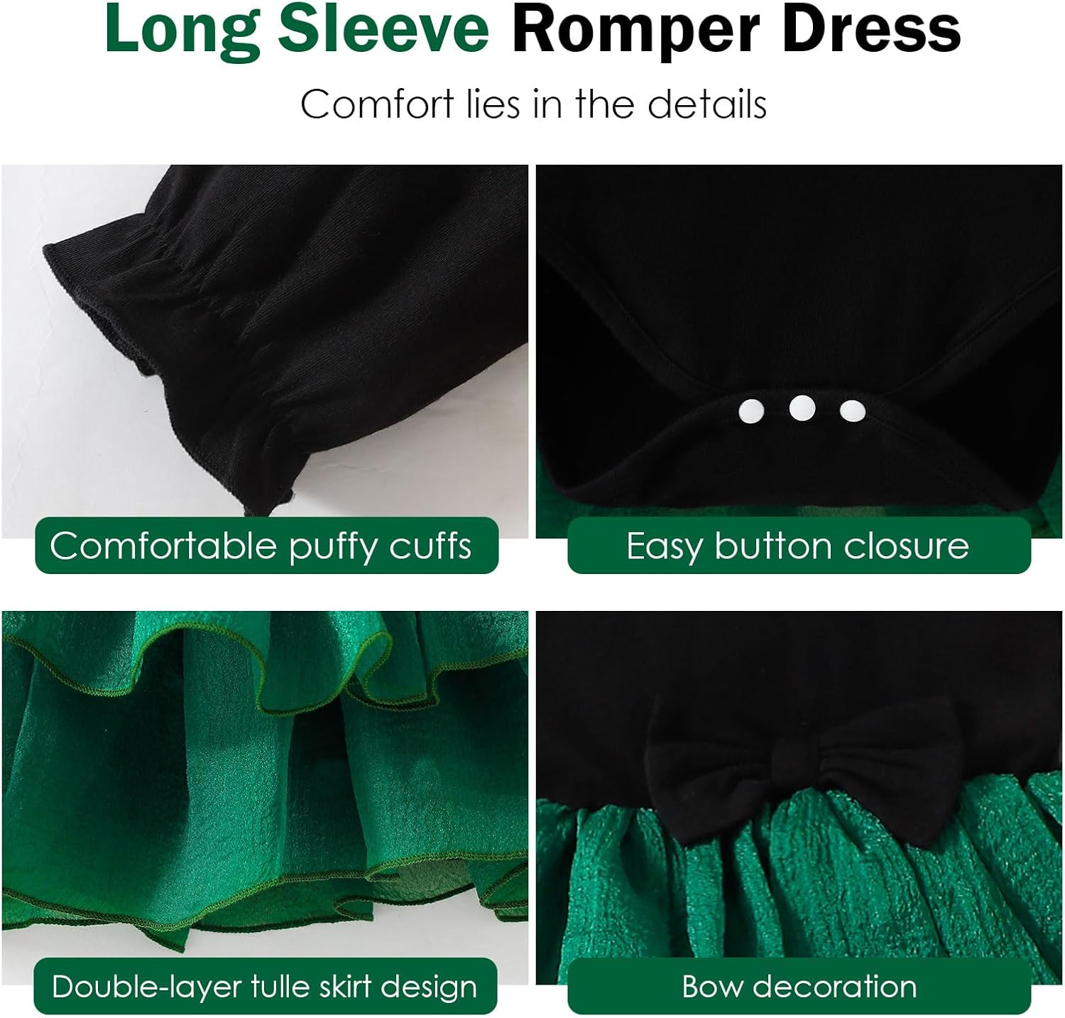 Baby Girl My Little Black Dress Romper Cotton Ruffle Long Sleeve Tutu Dress Birthday Party Fall Winter Clothes 0-24M - Image 4