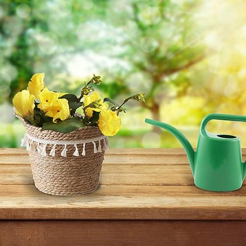 Miniatura 3 de Cesta tejida para el vientre de hierba marina, hecha a mano, decoración del hogar para almacenamiento, cubierta de maceta, cesta de lavandería,