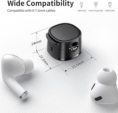 Miniatura 4 de FlyCoco - Paquete de 12 clips magnéticos para organizar cables, organizador de cables para escritorio, cable de carga de teléfono [suave ajustable],