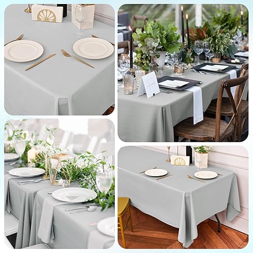 Miniatura 247 de Paquete de 10 manteles redondos de 120 pulgadas, mantel de poliéster blanco para mesa redonda, resistente a las manchas y a las arrugas, mantel
